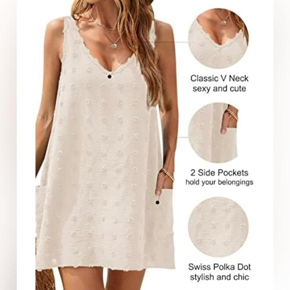 Blooming Jelly Casual Sun Dress Swiss Polka Dot Beach Tank Dress Size Small NWT - Picture 4 of 9